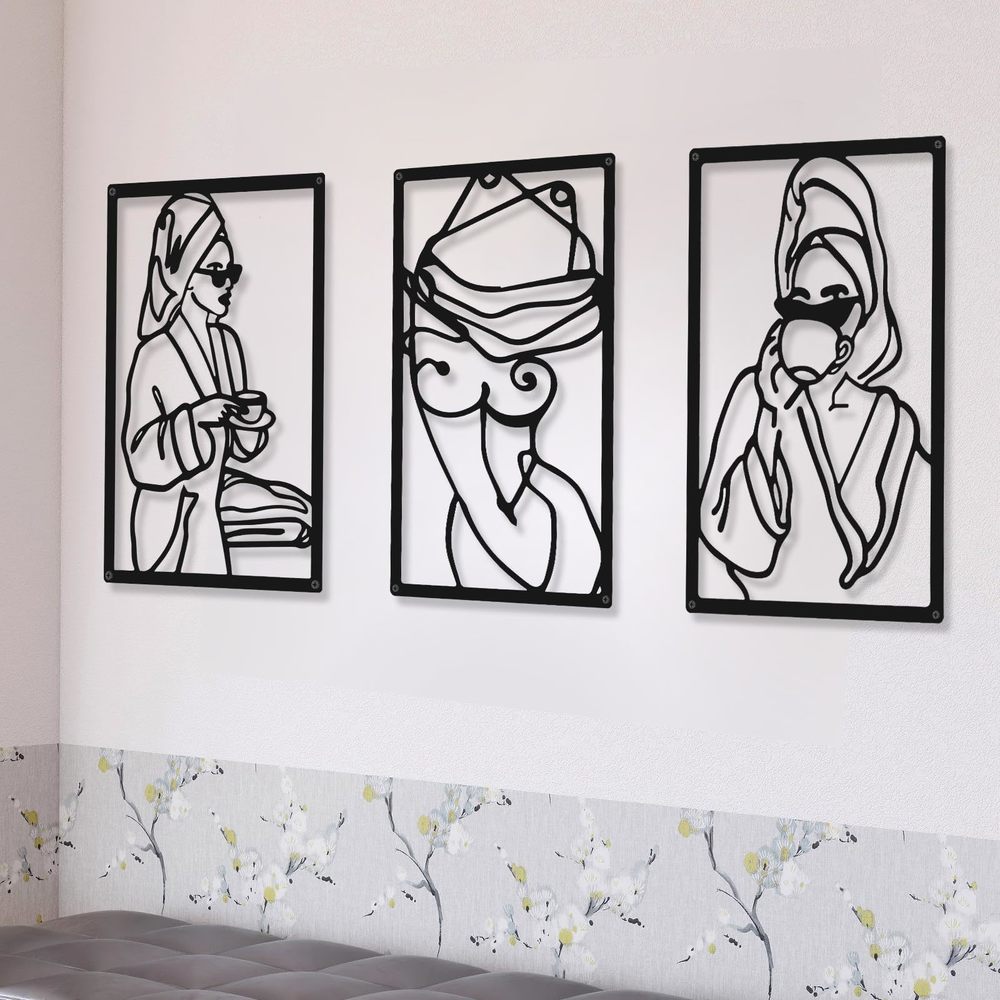 3 Pieces Metal Minimalist Abstract Woman Wall Art Line Drawing Wall Art Decor🧐